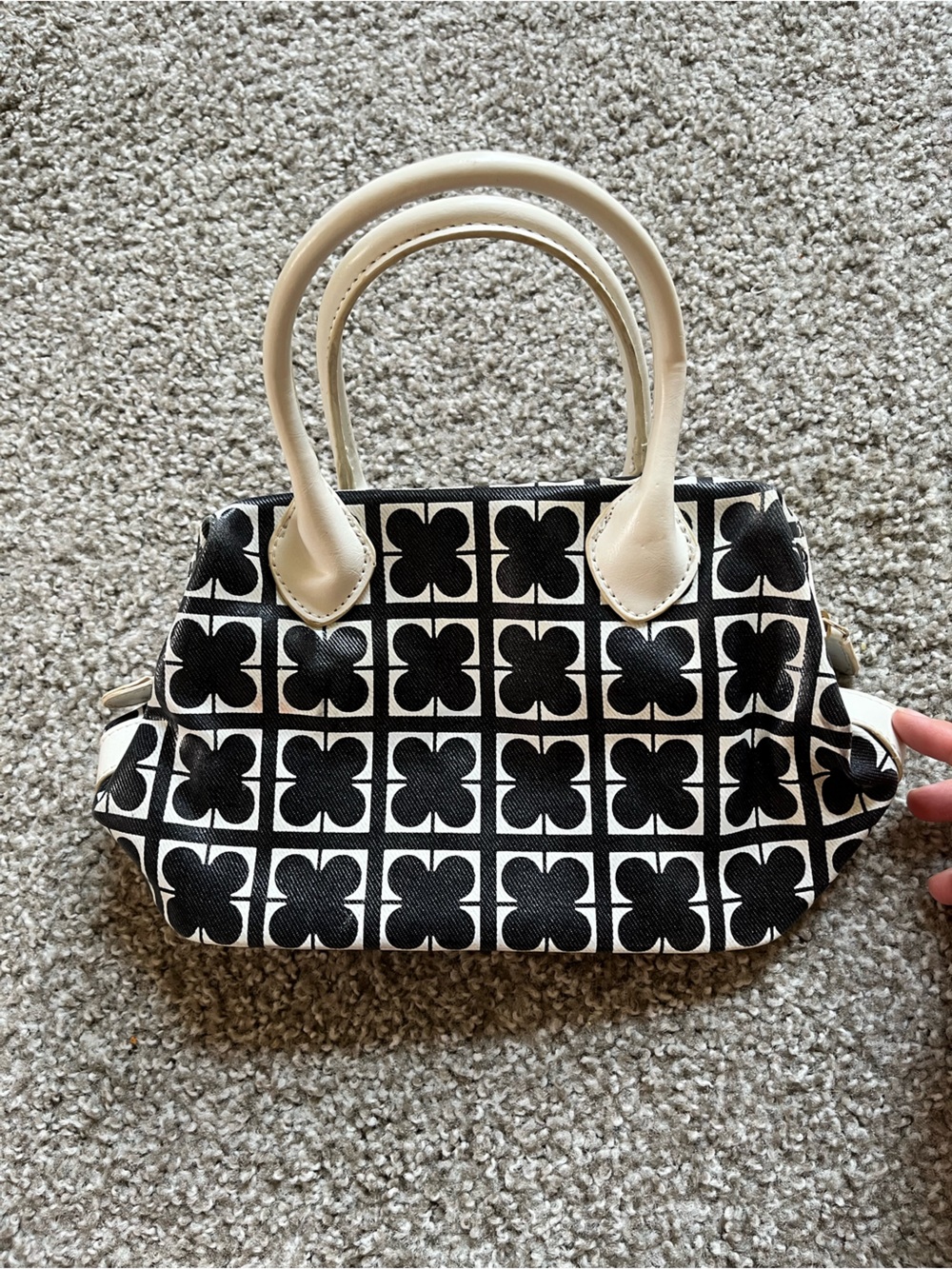 Liz Claiborne Black and Cream Graphic Mini Top-Handle Bag